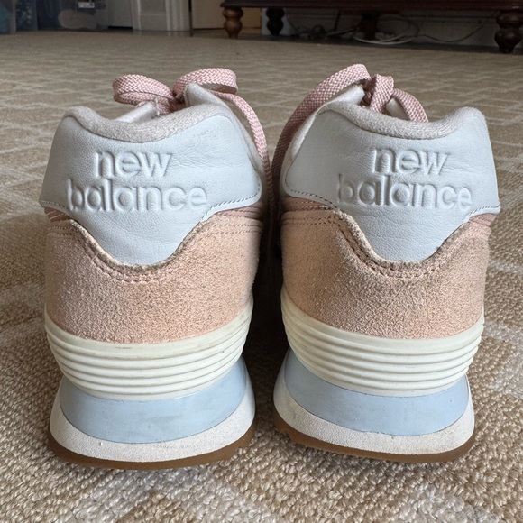 New Balance 574 Sneakers Running Shoes Blush Pink Beige Light Blue WL574 Size 8 - Picture 7 of 10